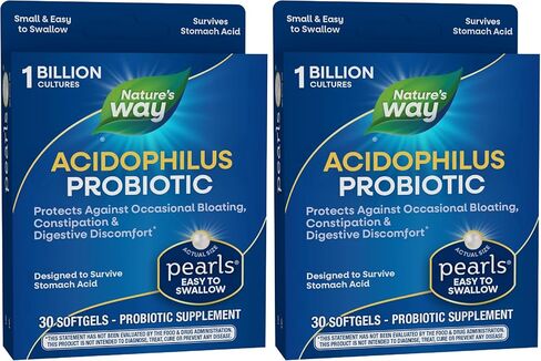 Nature's Way Acidophilus Probiotic Pearls, Supports Digestive Balance*, Protects Against Occasional Constipation and Bloating*, 1 Billion Live Cultures, 30 Softgels (Packaging May Vary) in Kuwait