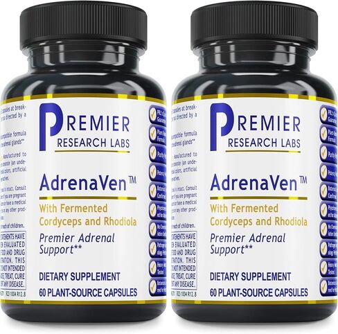 Premier Research Labs AdrenaVen - يدعم صحة الغدد الكظرية باستخدام كورديسيبس سينينسيس ومستخلص الروديولا وجذر إليوثيرو - نباتي - 60 كبسولة من مصدر نباتي (30 حصة) in Kuwait
