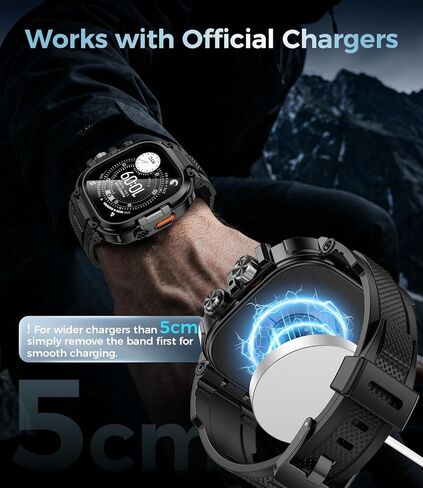 حافظة Goton متينة مع حزام لساعة Apple Watch Ultra 3/2/1 49 ملم، غطاء مقاوم للصدمات من الدرجة العسكرية + طقم واقي شاشة لسوار iWatch للرجال، حزام TPU صديق للبشرة للمغامرات الخارجية in Kuwait