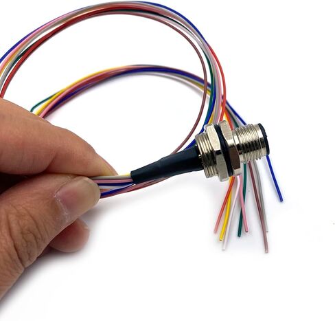 5 قطع M12 8 Pin A كابل موصل ذكر رمز، IP67 كابل تثبيت خلفي مقاوم للماء غير محمي بمقبس طيران مستقيم كابل كهربائي مستشعر وعاء 60 فولت 2 أمبير (0.5 متر/1.64 قدم) in Kuwait