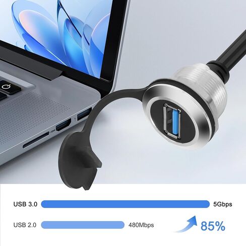 XMSJSIY USB 3.0 لوحة فلوش ماونت كبل 5 جيجابت في الثانية USB Type-A ذكر إلى USB Type-A أنثى مترابطة لوحة ثابتة جبل تمديد كابل USB A منفذ شحن موصل مقبس لنقل البيانات - 1M / 3.2FT (دائري) in Saudi Arabia