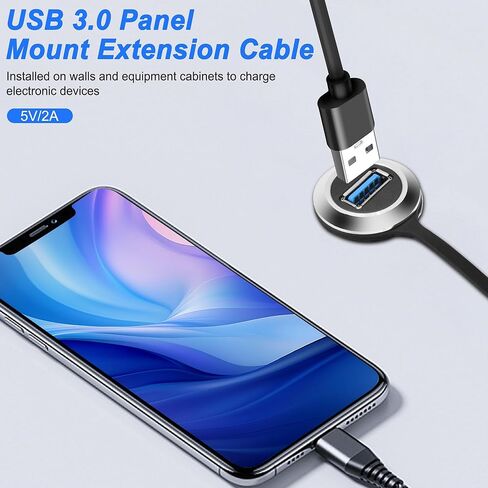 XMSJSIY USB 3.0 لوحة فلوش ماونت كبل 5 جيجابت في الثانية USB Type-A ذكر إلى USB Type-A أنثى مترابطة لوحة ثابتة جبل تمديد كابل USB A منفذ شحن موصل مقبس لنقل البيانات - 1M / 3.2FT (دائري) in Saudi Arabia