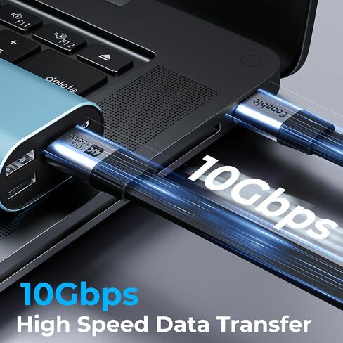 Flat USB C Cable, USB 3.2 Gen 2 Cable 6FT, 10Gbps Data Transfer, 4K@60Hz Video Display, 100W PD Fast Charging, Thunderbolt 4/3 Compatible with iPhone 16/15 Pro Max, MacBook, iPad, SSD, Docking, eGPU in Saudi Arabia