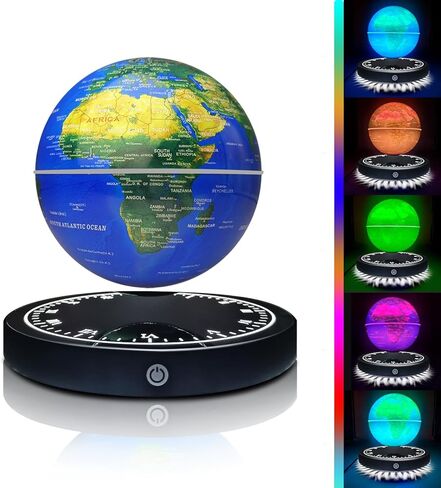 Magnetic Levitating Globe with LED Light, 360°Rotating Floating Globe World Map for Home Office Display, Cool Tech Gift for Men Father Boys and Girls, Ideal for Birthdays Anniversaries in Saudi Arabia