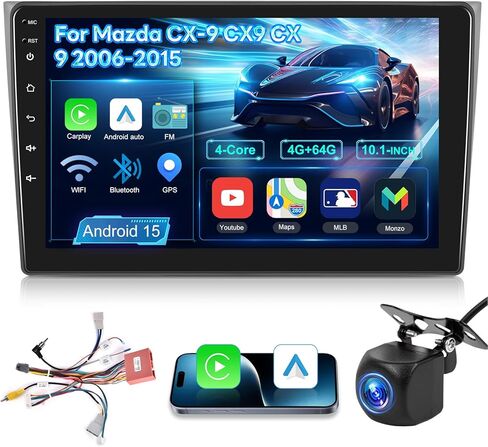 4G+64G Car Radio for Mazda CX-9 CX9 CX 9 2006-2015 - Wireless Carplay & Android Auto - 10 Inch Touchscreen Radio with Android Auto, 32 EQ DSP, WiFi, GPS, SWC + AHD Backup Camera in Saudi Arabia