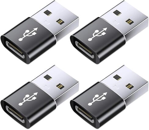 4-Pack USB to USB-C Adapter - Type-C Female to A Male Converter for Phone, Watch, Tablet, Car, Console in Saudi Arabia