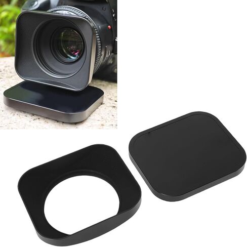 62mm Square Metal Lens Hood and Cap, Matte Finish Anti Reflection Aluminum Alloy with Velvety Black Interior Lining, for DSLR Camera Lens Protection in Saudi Arabia