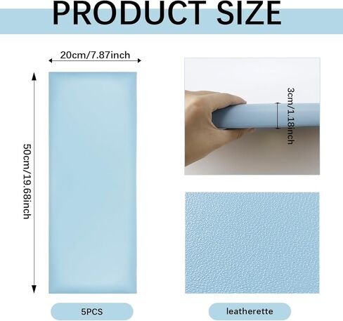 3D Anti-Collision Wall Padding Reusable and Removable Padded Wall Panel for Bedroom, Children's Room, 19.7" x 39.4", Pack of 5 in Saudi Arabia