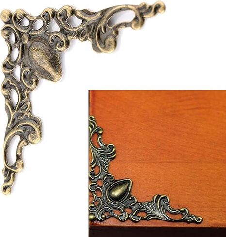 40 Pcs Antique Bronze Edge Corner Decorative Protectors, Metal Scrapbooking Albums Embellishment Photo Frame Jewelry Box Decorative Corner ﻿ in Kuwait
