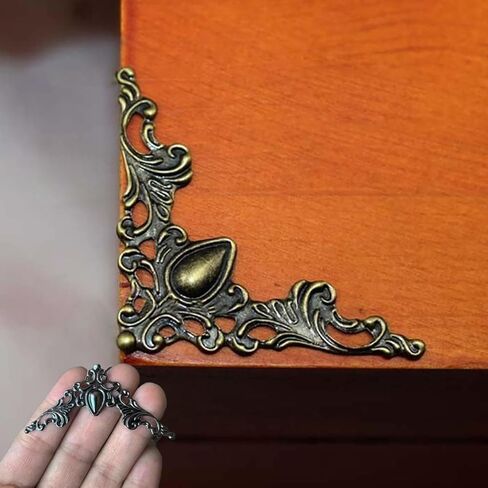 40 Pcs Antique Bronze Edge Corner Decorative Protectors, Metal Scrapbooking Albums Embellishment Photo Frame Jewelry Box Decorative Corner ﻿ in Kuwait