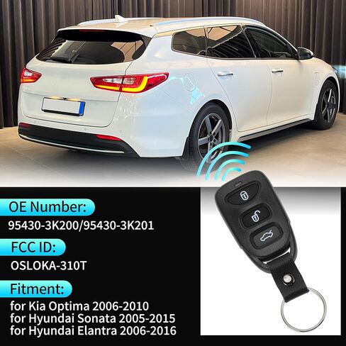 X AUTOHAUX OSLOKA-310T 314MHz استبدال مفتاح ذكي عن بعد للدخول بدون مفتاح فوب لكيا أوبتيما 06-10 لشركة هيونداي سوناتا 2005-2015 لشركة هيونداي إلنترا 06-16 رقم 95430-3K200/95430-3K201 4 أزرار in Saudi Arabia