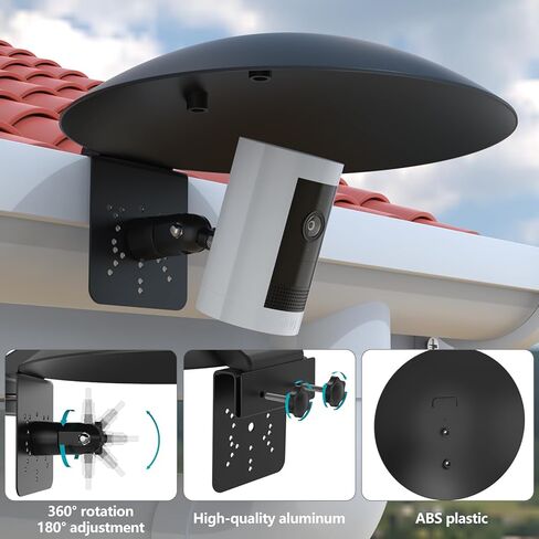 Waterproof Outdoor Sun Rain Shade Shield Cover with Gutter Mount Bracket Compatible with R-ing,Blink,eufy,Arlo,Wyze,TP-Link Tapo and All 1/4'' Thread Security Cameras (Black) in Saudi Arabia
