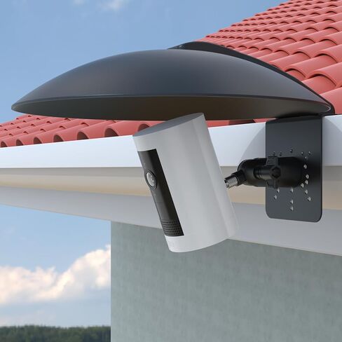 Waterproof Outdoor Sun Rain Shade Shield Cover with Gutter Mount Bracket Compatible with R-ing,Blink,eufy,Arlo,Wyze,TP-Link Tapo and All 1/4'' Thread Security Cameras (Black) in Saudi Arabia