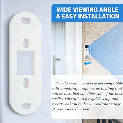 دعامة تثبيت على شكل جرس باب فيديو متوافقة مع SimpliSafe، زاوية قابلة للتعديل 18&30 درجة، أبيض، 4.13x1.18x0.78 بوصة، تتضمن براغي تثبيت (30 درجة) in Kuwait