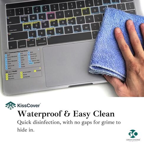 غطاء لوحة مفاتيح كامل رفيع للغاية لجهاز MacBook Air 13.6 بوصة من KissCover مع مفاتيح اختصار مطبوعة، أرفع 4X من المنافسين، ويحمي معرف اللمس، ويعمل بسلاسة على الغطاء in Kuwait