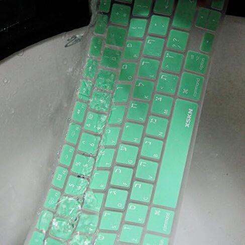 XSKN Hebrew Israel Language Mint Green Color Silicone Keyboard Skin Cover for 2015 and Ealier Released MacBook Air 13, Pro 13 15 17 inch, US Layout in Saudi Arabia