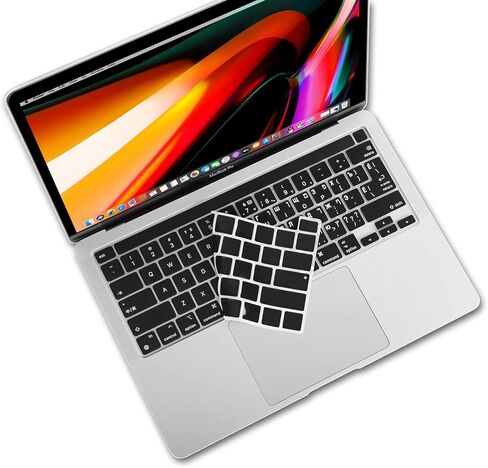XSKN Russian Hebrew Black Silicone Keyboard Cover Skin for Touch Bar Models 2019 MacBook Pro 16.2 inch with Touch ID A2141 2020 MacBook Pro 13.3 inch with Touch ID A2251 A2289 A2338 M1 - US&EU Version in Saudi Arabia
