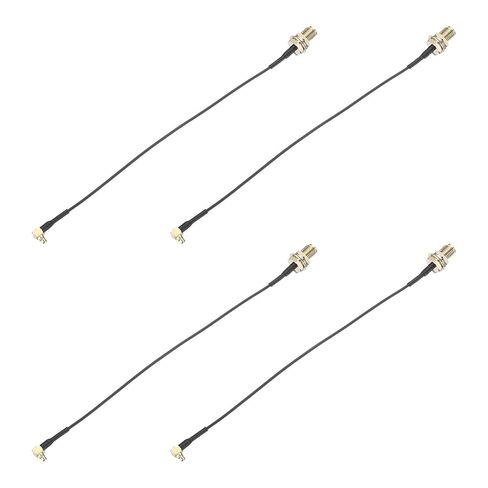 4 قطع من Uxcell MMCX زاوية قائمة ذكر إلى حاجز أنثى RP-SMA، كابل هوائي ضفيرة محوري RF1.37، موصل محول محوري RF، 2 بوصة in Kuwait