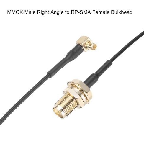 4 قطع من Uxcell MMCX زاوية قائمة ذكر إلى حاجز أنثى RP-SMA، كابل هوائي ضفيرة محوري RF1.37، موصل محول محوري RF، 2 بوصة in Kuwait