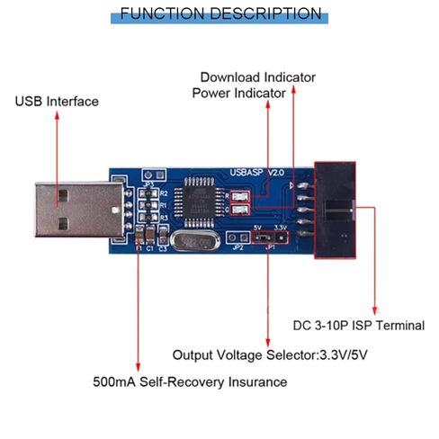 قطعتان من وحدة التحكم الدقيقة لبرمجة التنزيل USBASP ISP مع كابل ولوحة محول 10Pin إلى 6Pin كابل تمديد USB لـ 51 لوحدة التحكم الدقيقة من سلسلة AVR in Saudi Arabia