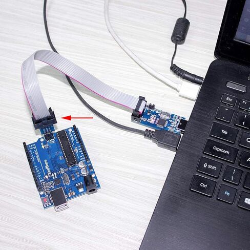 قطعتان من وحدة التحكم الدقيقة لبرمجة التنزيل USBASP ISP مع كابل ولوحة محول 10Pin إلى 6Pin كابل تمديد USB لـ 51 لوحدة التحكم الدقيقة من سلسلة AVR in Saudi Arabia