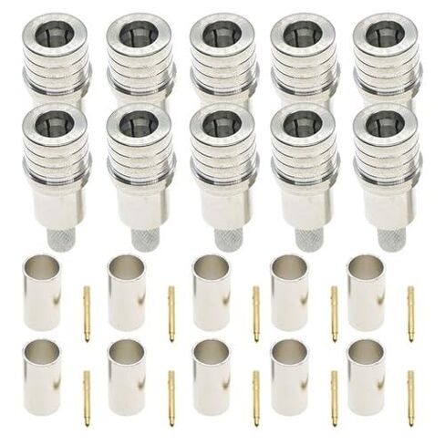 10Sets QMA Male Crimp RF Connector Designed for LMR195 RG58 RG400 RG142 Coax Cables 50 Ohm Straight Nickel-Plated Brass Type in Saudi Arabia