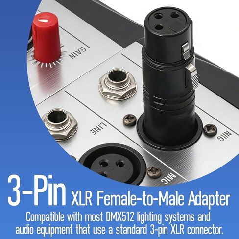 محول صوت XLR ذكر إلى أنثى ذو 3 دبابيس، موصل DMX512 من سبائك الزنك، قابس متوازن مدمج مقاس 2.36 بوصة للخلاط والميكروفون ومضخم الصوت (ذكر إلى أنثى) in Kuwait