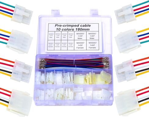 مجموعة متنوعة من الموصلات Mini-Fit Jr 4.2 مم، متوافقة مع موصل أنثى Molex Mini Fit Jr 4.2 مم صف واحد 2P 3P 4P 5P 6P مع كابلات مجعدة مسبقًا 20AWG (KS-4.2-Single) in Kuwait