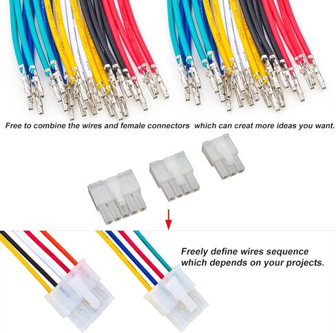 مجموعة متنوعة من الموصلات Mini-Fit Jr 4.2 مم، متوافقة مع موصل أنثى Molex Mini Fit Jr 4.2 مم صف واحد 2P 3P 4P 5P 6P مع كابلات مجعدة مسبقًا 20AWG (KS-4.2-Single) in Kuwait