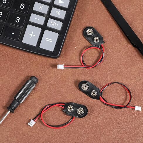 4 Pcs 9V Battery Clip Connector Battery Snap to PH 2.0 Connector Cable I-Type 9 Volt Clip Wire Flexible Buckle Plastic Housing (15cm) in Saudi Arabia