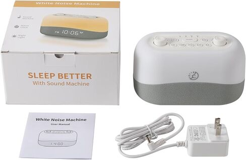 White Noise Machine with 29 Sounds + 16 Colors – Digital Alarm Clock & Amber Night Light for Blue Light Blocking, Gentle Wake Alarm, Sleep Timer & Memory Function for Adults & Kids in Saudi Arabia