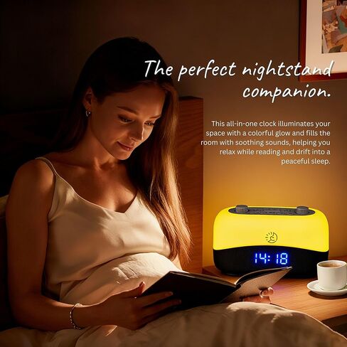 White Noise Machine with 29 Sounds + 16 Colors – Digital Alarm Clock & Amber Night Light for Blue Light Blocking, Gentle Wake Alarm, Sleep Timer & Memory Function for Adults & Kids in Saudi Arabia