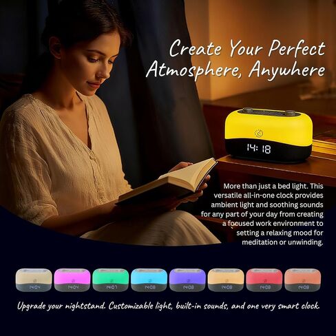 White Noise Machine with 29 Sounds + 16 Colors – Digital Alarm Clock & Amber Night Light for Blue Light Blocking, Gentle Wake Alarm, Sleep Timer & Memory Function for Adults & Kids in Saudi Arabia