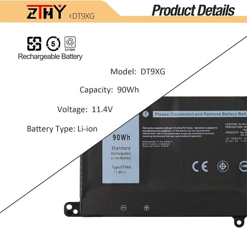 استبدال بطارية الكمبيوتر المحمول ZTHY DT9XG لجهاز Dell Alienware Area-51m R1 R2 ALWA51M-D1733B D1733PB D1735DB D1741DB D1746B D1746W D1748DB D1766PB D1766W D1968B D1969DB Series 7PWKV 0KJYFY 11.4 فولت 90 وات في الساعة in Kuwait