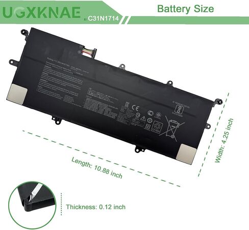 C31N1714 Laptop Battery Replacement for ASUS ZenBook Flip 14 UX461 UX461U UX461UA UX461UN UX461F UX461FA UX461FN UX461UA-E1102T UX461UA-E1012R 1A E1012R E1072T Series C31PQCH 0B200-02750100M in Saudi Arabia