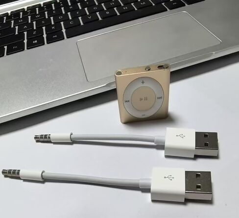 شاحن طاقة USB وكابل بيانات مزامنة، قطعتان متوافقان مع كابل شاحن iPod Shuffle متوافق مع iPod Shuffle الجيل الثالث والرابع والخامس - أبيض in Saudi Arabia
