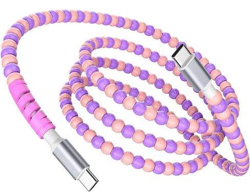 كابل USB C مطرز بطول 6.6 أقدام، كابل شحن سريع لهاتف iPhone 17 16 15,60 وات 45 وات 30 وات 27 وات 25 وات USB-C إلى النوع C PD شحن لهاتف Samsung S25 S24 A17، سلك شاحن خرز الحلوى لجهاز iPad A16 لمدرسة Kawaii Girl Women in Kuwait