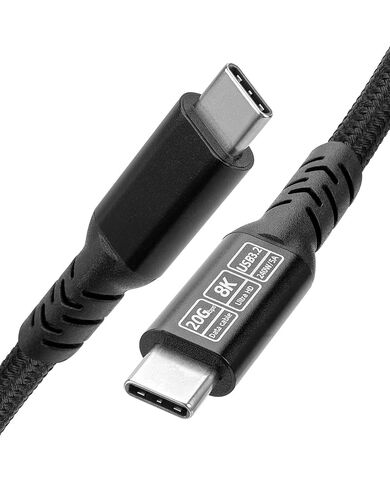 كابل عرض USB-C [8K 60 هرتز/4K 240 هرتز]، USB-C 3.2 الجيل 2، نقل بيانات 20 جيجابت في الثانية، شحن سريع يصل إلى 240 وات PD، متوافق مع سلسلة iPhone 15/16، MacBook، Galaxy S23، مجدول من النايلون، أسود (3.3 قدم). in Saudi Arabia