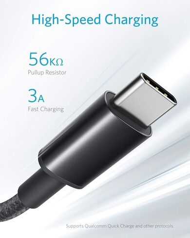 كابل Anker [4 حزم، 3FT]، كابل USB A إلى USB C لسلسلة iPhone 17، Samsung Galaxy S10 S10+، LG V30، Beats Fit Pro والمزيد (أسود) in Saudi Arabia