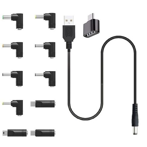USB to DC 5V Power Cord, 3.3 Feet Universal DC 5.5x2.1mm Plug Jack Charging Cable with 10 Connector Tips and USB C OTG Adapter, USB A and USB C to DC5V Power Cable. in Saudi Arabia