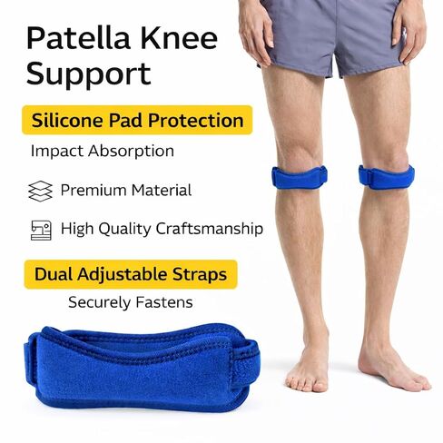 Adjustable Sports Knee Pads 2-Pack, Breathable Knee Straps for Baseball, Volleyball, Basketball, Running, Kneepads with Silicone Pad for Men & Women, Blue in Saudi Arabia