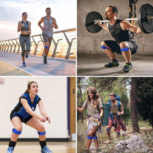 Adjustable Sports Knee Pads 2-Pack, Breathable Knee Straps for Baseball, Volleyball, Basketball, Running, Kneepads with Silicone Pad for Men & Women, Blue in Saudi Arabia