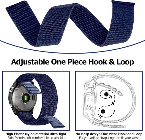 Hook and Loop Quick Dry 26mm Nylon Ultralight Sport Watch Band for Garmin Fenix 8 51mm/Fenix 7X/6X/5X/3/5X Plus/6X Pro Band,UltraFit Strap for Enduro 3/2/1/Quatix 7/Descent Mk2i/Tactix 7Pro,epix Pro in Kuwait