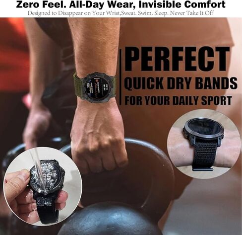 Hook and Loop Quick Dry 26mm Nylon Ultralight Sport Watch Band for Garmin Fenix 8 51mm/Fenix 7X/6X/5X/3/5X Plus/6X Pro Band,UltraFit Strap for Enduro 3/2/1/Quatix 7/Descent Mk2i/Tactix 7Pro,epix Pro in Kuwait
