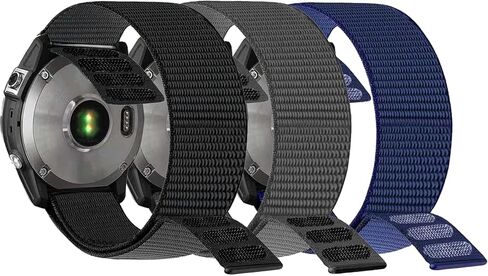Hook and Loop Quick Dry 26mm Nylon Ultralight Sport Watch Band for Garmin Fenix 8 51mm/Fenix 7X/6X/5X/3/5X Plus/6X Pro Band,UltraFit Strap for Enduro 3/2/1/Quatix 7/Descent Mk2i/Tactix 7Pro,epix Pro in Kuwait