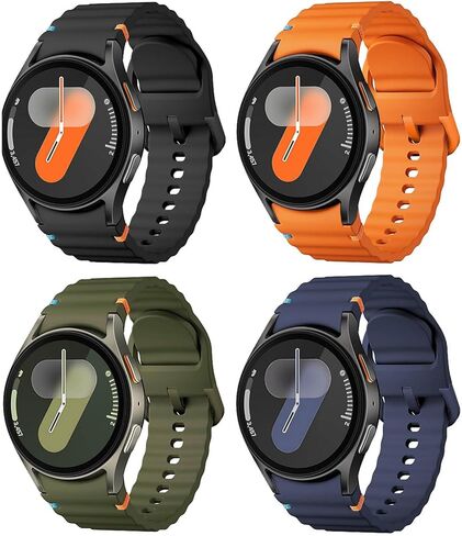 4 pack Sport Band for Samsung Galaxy Watch 7 6 5 Band 40mm 44mm,No Gap Soft Silicone Strap Wristband For Samsung Galaxy Watch 4/FE 40mm 44 mm/4&6 Classic 47mm 43mm 46mm 42mm/5 Pro 45mm Women Men in Saudi Arabia