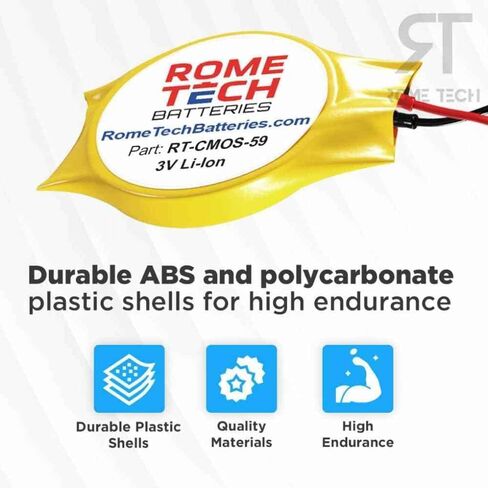 بطارية Rome Tech CR2032 CMOS BIOS لجهاز HP Zbook Firefly 15 G7، HP Envy 15-AS - بطارية احتياطية للكمبيوتر المحمول 3V RTC CR 2032 مع كابلين سلكيين in Saudi Arabia
