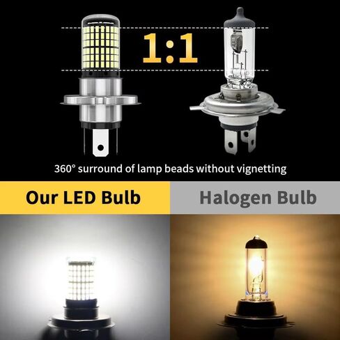 Juren 2 قطعة LED مصابيح أمامية للدراجات النارية 1200LM 3014 144smd LED مصابيح لياماها، ATVS YFM350 450 400 660 700 رابتور 12 فولت (H4) in Kuwait
