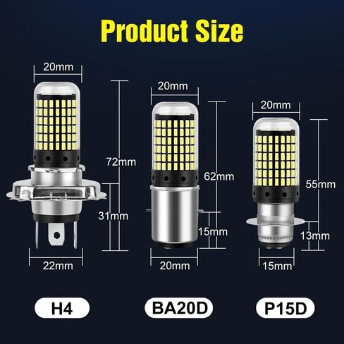 Juren 2 قطعة LED مصابيح أمامية للدراجات النارية 1200LM 3014 144smd LED مصابيح لياماها، ATVS YFM350 450 400 660 700 رابتور 12 فولت (H4) in Kuwait