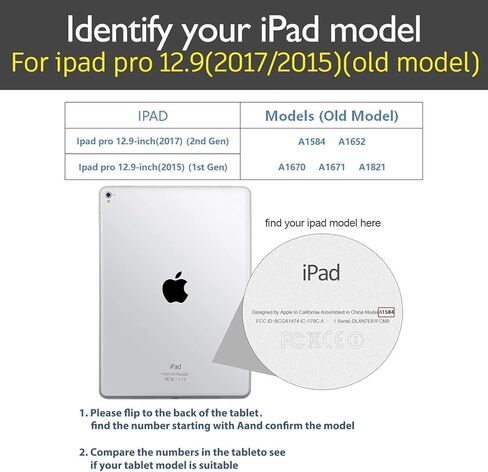 حافظة لجهاز Ipad Pro مقاس 12.9 بوصة الجيل الأول/الثاني 2015/2017 موديل قديم غطاء حماية من الجلد الأصلي، غطاء حماية/إيقاظ تلقائي. بني in Kuwait
